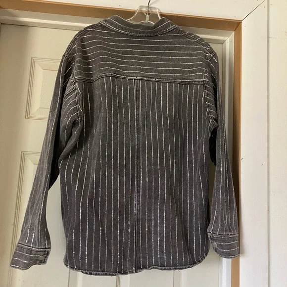 Blue B Western Denim Snap Button Up with Glitzy Detailing - Picture 5 of 7